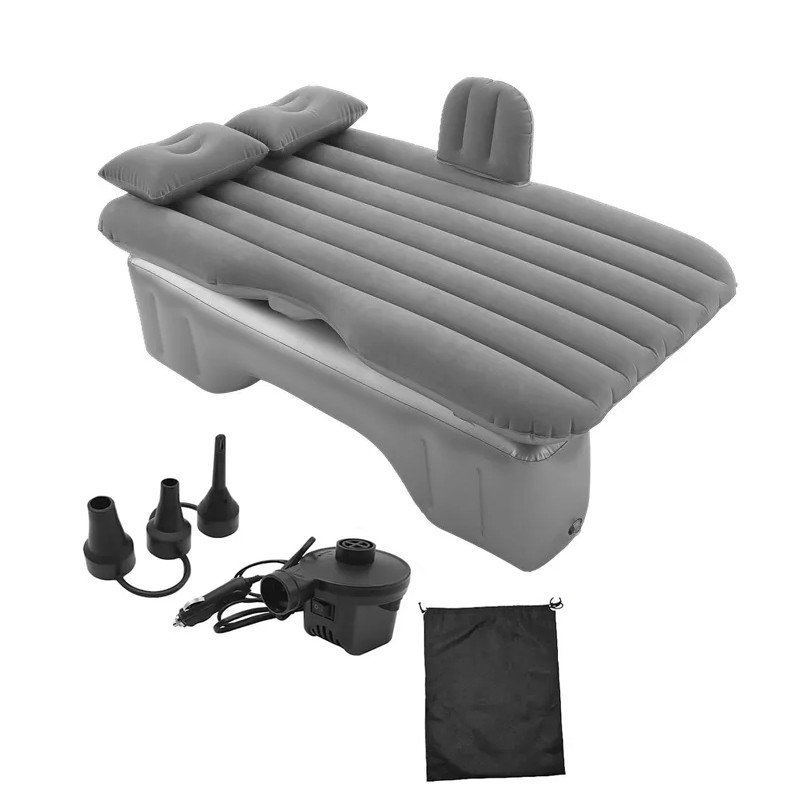 Матрац надувний для автомобіля на заднє сидіння 135х85 см з насосом та 2 подушками Grey, фото 1