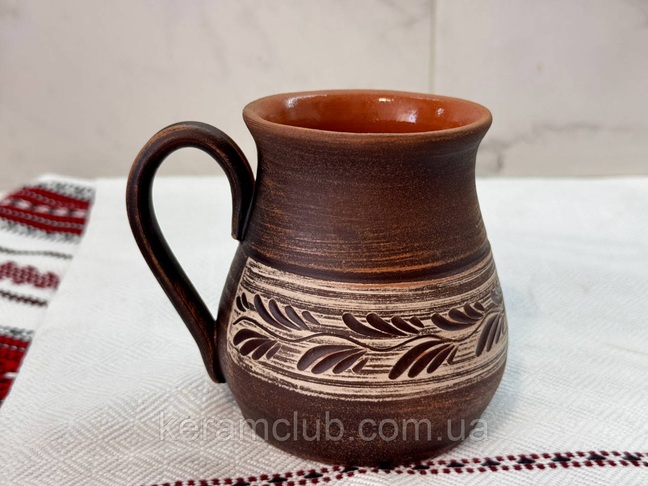 Гончарна чашка 350 мл з глазурʼю всередині