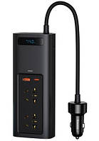 Автомобільний інвертор Baseus In-car Inverter, Black, 150 Вт, LED дисплей, 1xUSB / 1xType-C, 2x220V