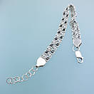 Жіночий срібний браслет подвійний арабський бісмарк з камінцями. регульований 17 - 20 см. Чорно білі камні, фото 6