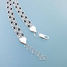 Жіночий срібний браслет подвійний арабський бісмарк з камінцями. регульований 17 - 20 см. Чорно білі камні, фото 8