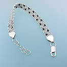 Жіночий срібний браслет подвійний арабський бісмарк з камінцями. регульований 17 - 20 см. Чорно білі камні, фото 9