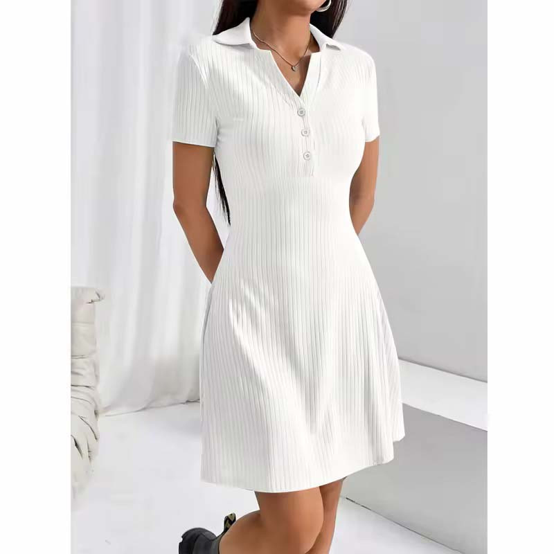 Жіноча сукня з коміром-поло №15225 Білий, фото 1