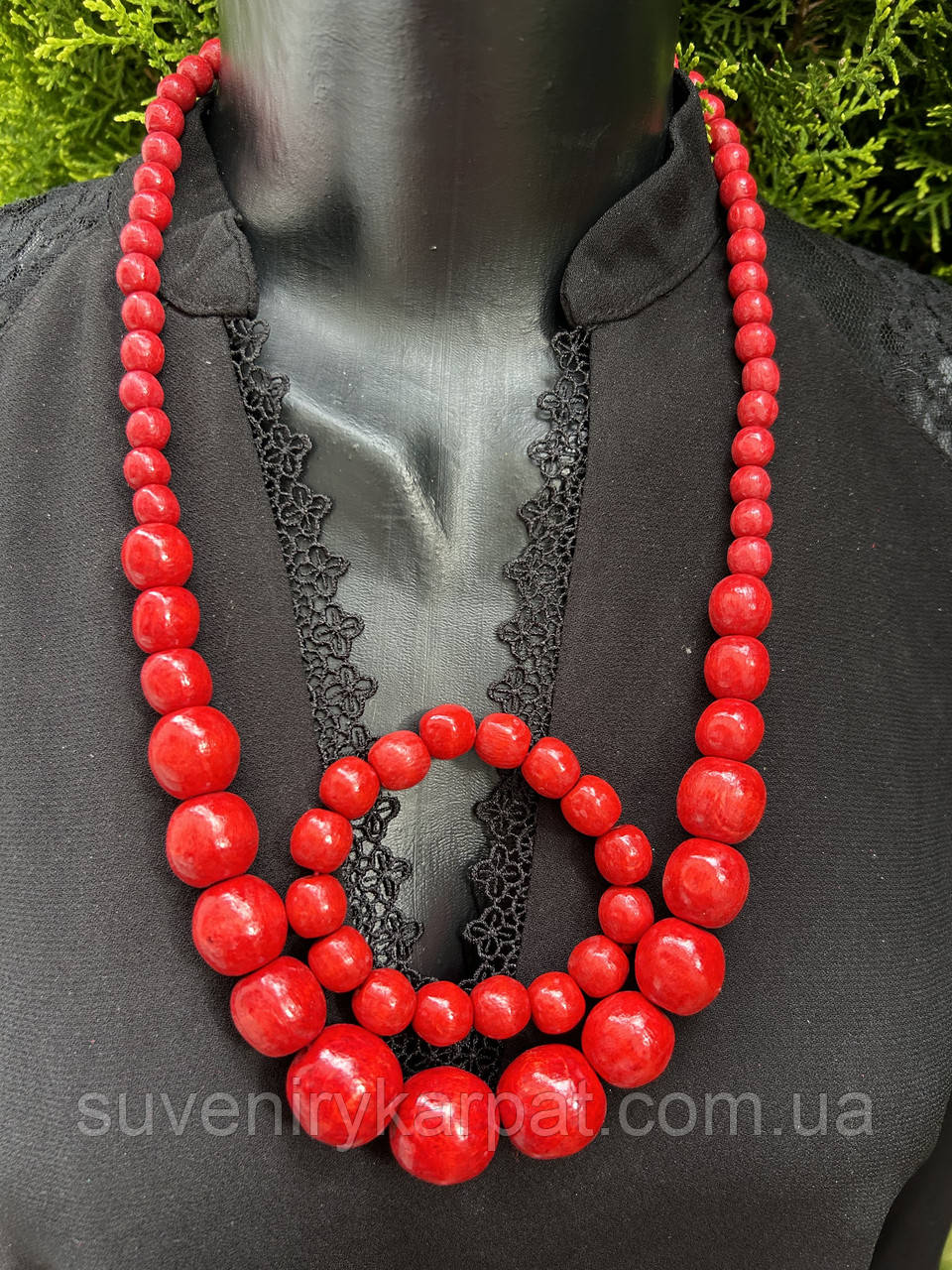 Набір прикрас Намисто+браслет червоний колір, фото 1