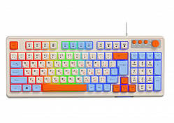 Клавіатура Maxxter KBG-3C01-UA, White, USB, 98 кнопок, LED підсвічування, 1.8 м