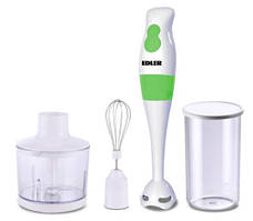 Блендер Edler EDHB-1630, White/Green, 250W, занурювальний, 2 швидкості, мірний стакан 600мл, подрібнювач