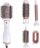 Фен-щітка Adler AD-2027, White, 1200W, 5 змінних насадок, функція іонізації, захист від перегріву