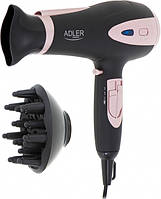 Фен Adler AD-2248, Black/Pink, 2200W, 2 швидкості, 3 режими, іонізація, дифузор, концентратор захист від