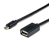 Кабель USB 2.0 AF — microUSB (5P), 10 см, Black, Atcom (3792)