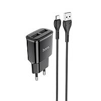 Мережевий зарядний пристрій Hoco, Black, 2xUSB, 2.4A (C88A)