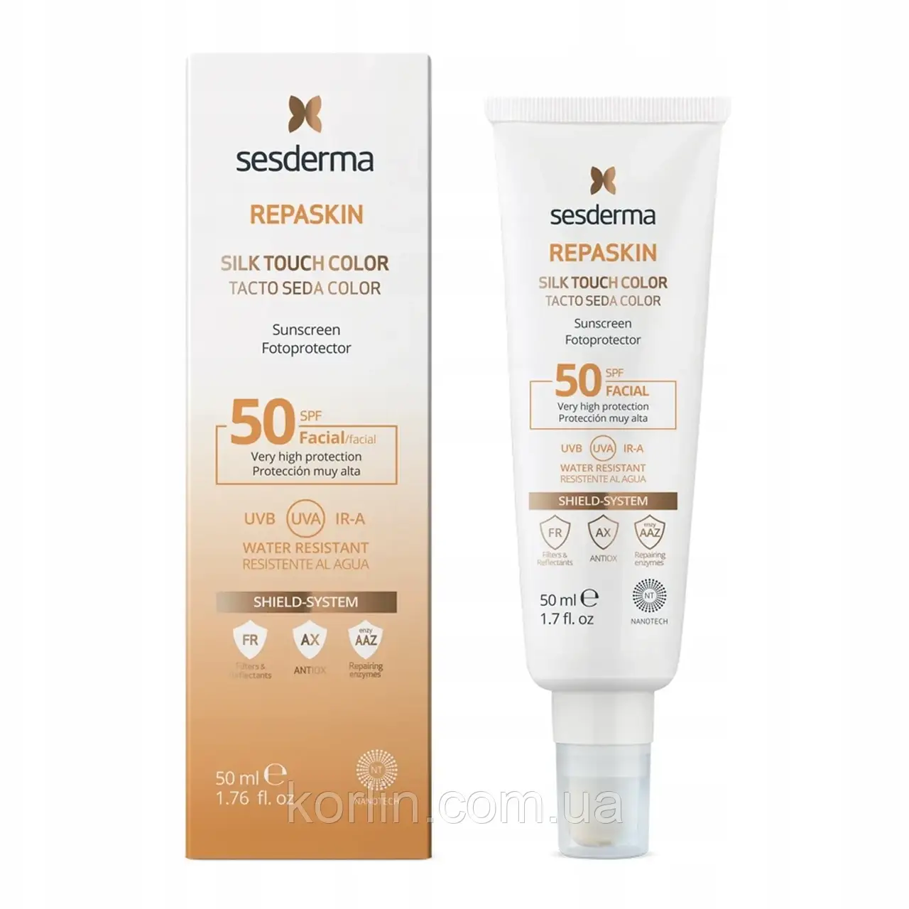 Sesderma Repaskin Silk Touch Color Photoprotector SFP50+ Фотопротектор Для Обличчя 50 мл Доставка з ЄС