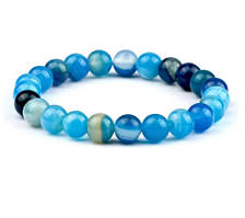 Браслет на резинці з камня блакитного агата (BRS-golA)