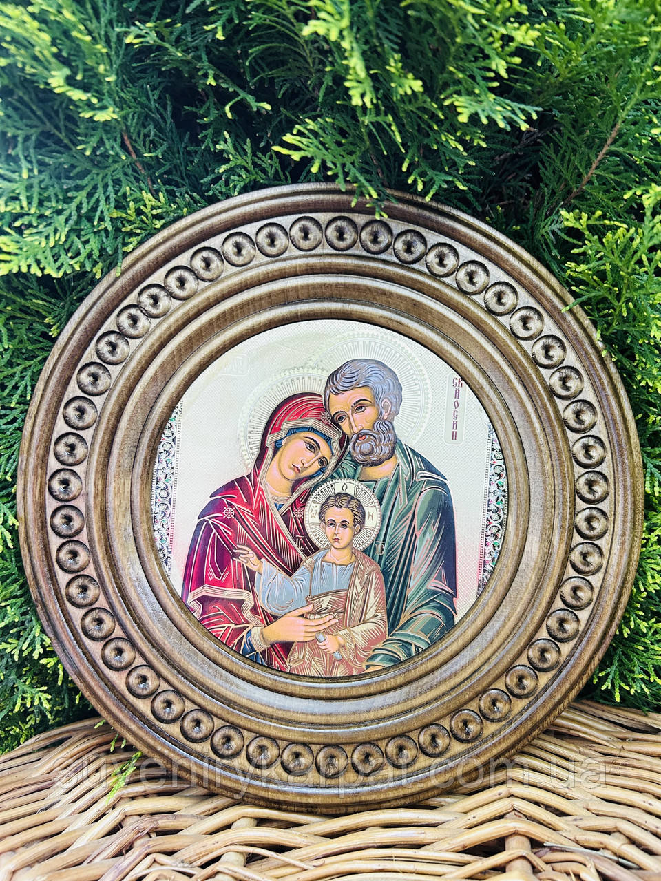 Дерев'яна тарілка (ікона) "Свята Родина" 25 см.