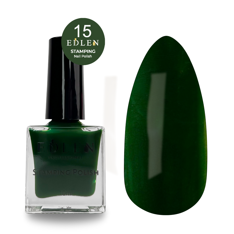 Лак для стемпінгу Edlen No15, 10 мл (темно-зелений)