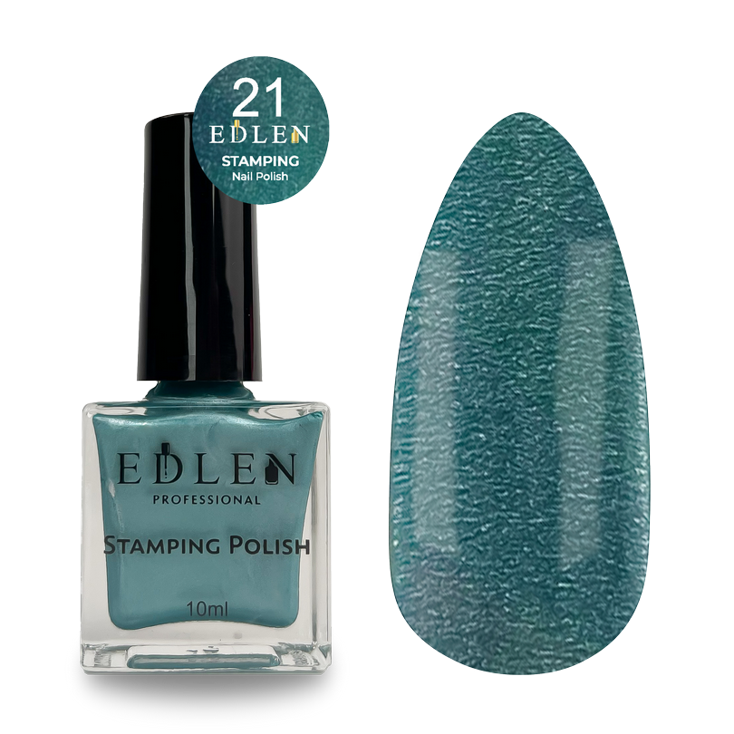 Лак для стемпінгу Edlen No21, 10 мл (блакитний із шимером)