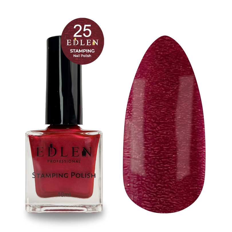 Лак для стемпінгу Edlen No25, 10 мл (червоний із шимером)