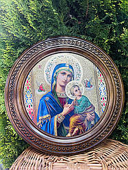 Дерев'яна тарілка (ікона) «Ікона Божої Матері Страсна" 50 см