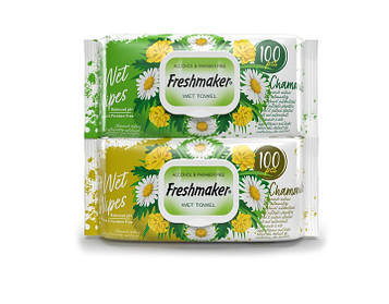 Вологі універсальні серветки Freshmaker Chamomile з клапаном 100 штук