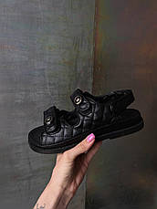 Жіночі сандалії Chanel Quilted Dad Sandal Black Leather ALL06129, фото 2