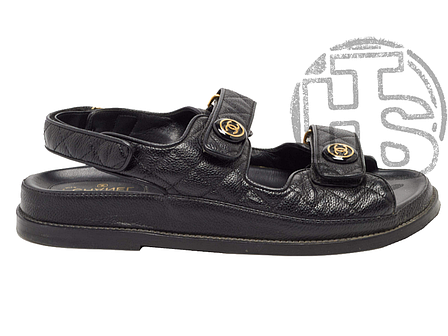 Жіночі сандалії Chanel Quilted Dad Sandal Black Leather ALL06129, фото 1