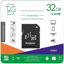 Карта Пам'яті  T&G MicroSDHC 32gb UHS-1 10 Class & Adapter Колір Чорний