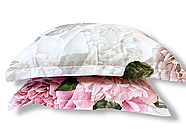 Постільна білизна Королева Ночі (Сатин Premium) | Полуторний комплект | 50х70 | Квіти на білому та сірому, фото 4