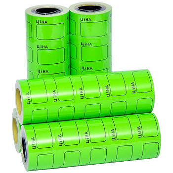 Цінник середній 2,5х3,5см "Ціна" з рамкою 30/3-306 зелений 100 шт 1 упаковці 2 шт