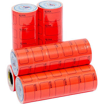 Цінник середній 2,5х3,5см "Ціна" з рамкою 33/3-306 червоний 100 шт. в 1 упаковці 2 шт