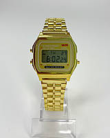 Годинник наручний Finding Цифровий дисплей електронний механізм батарейка металевий браслет Золотистий