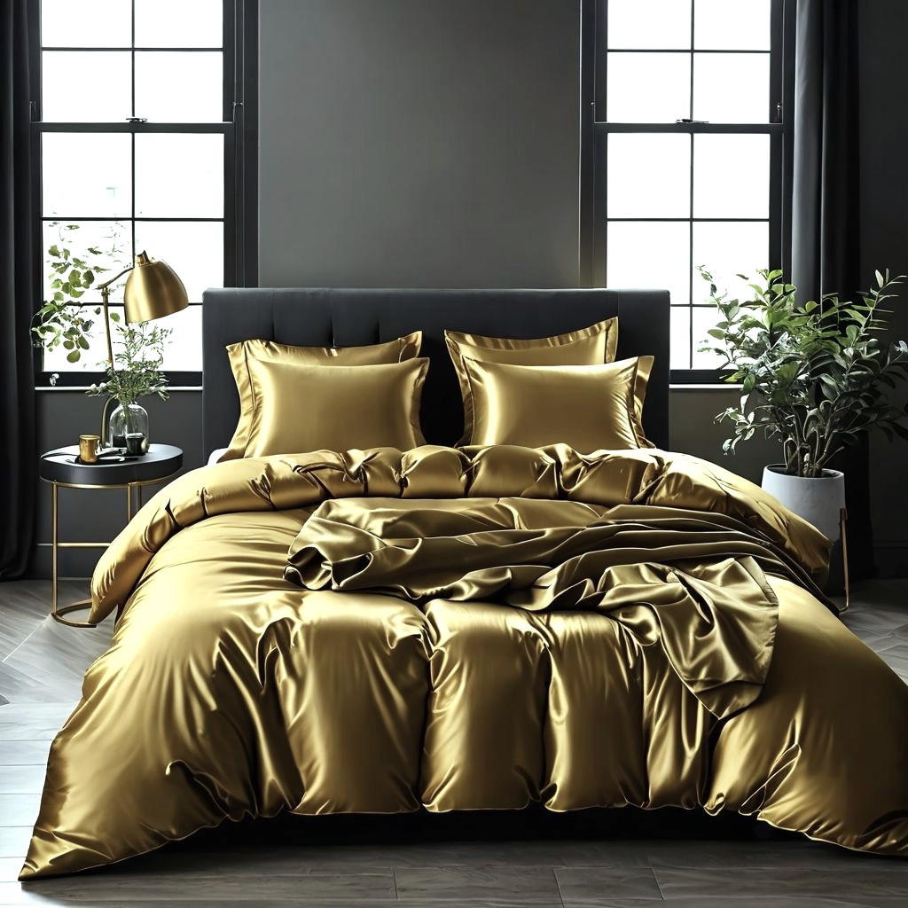 Простирадло 150х220 (Сатин Premium) | Полуторне простирадло від виробника "Королева Ночі" | Однотонний гірчичний, фото 1