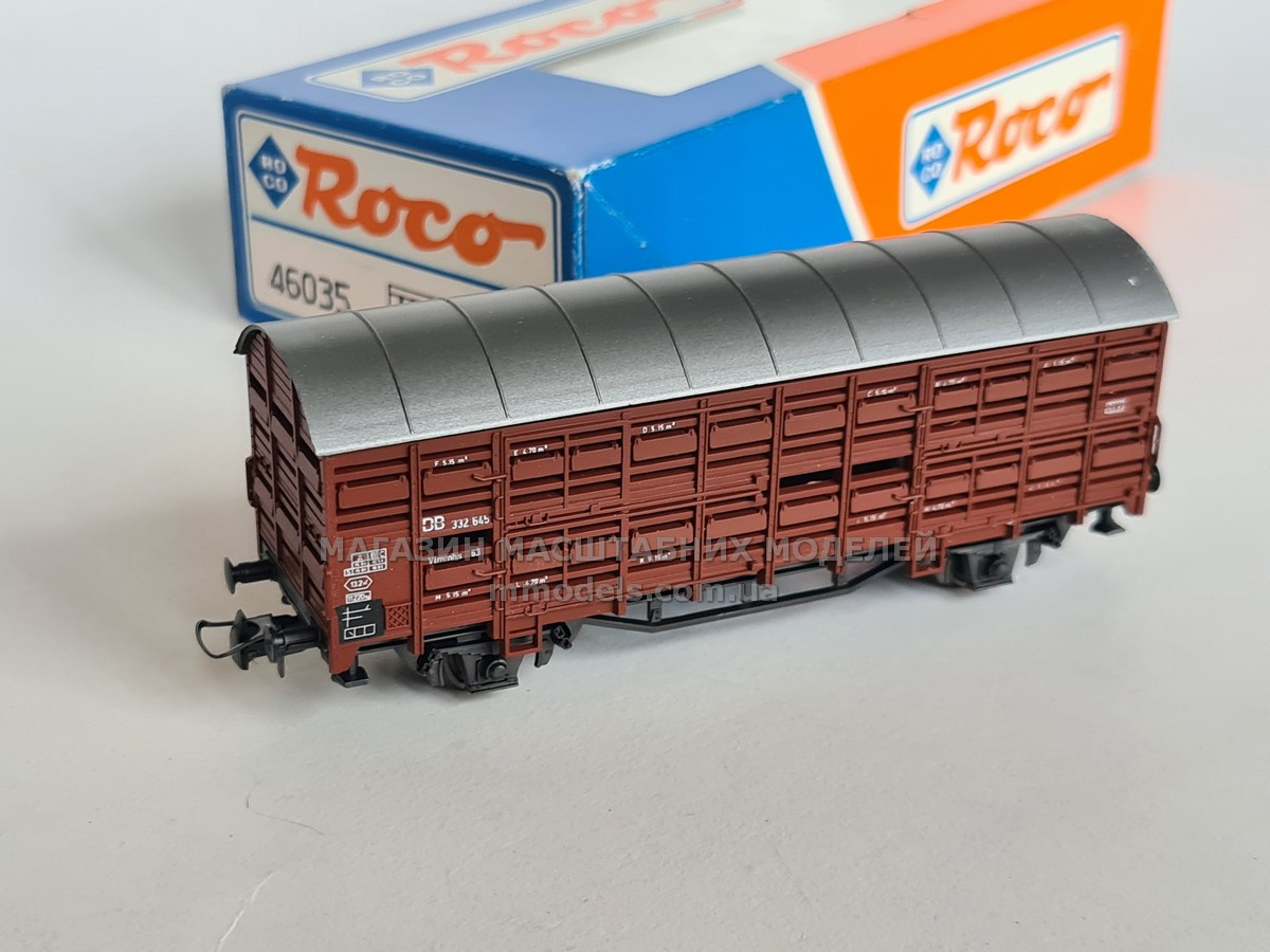Roco модель 2-осного критого вагона для перевезення тварин, DB, масштаб H0, 1:87
