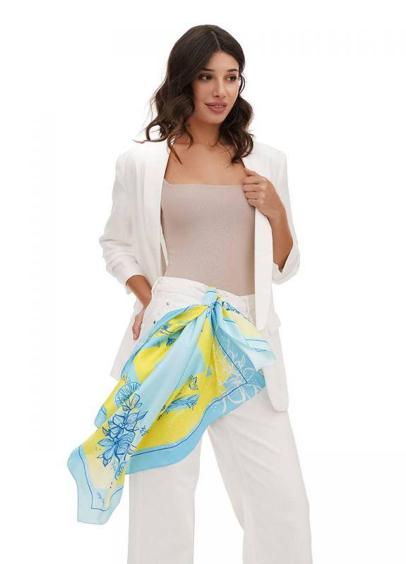 Дизайнерська яскрава хустка "Квіти України" MyScarf 90 на 90 см, фото 1