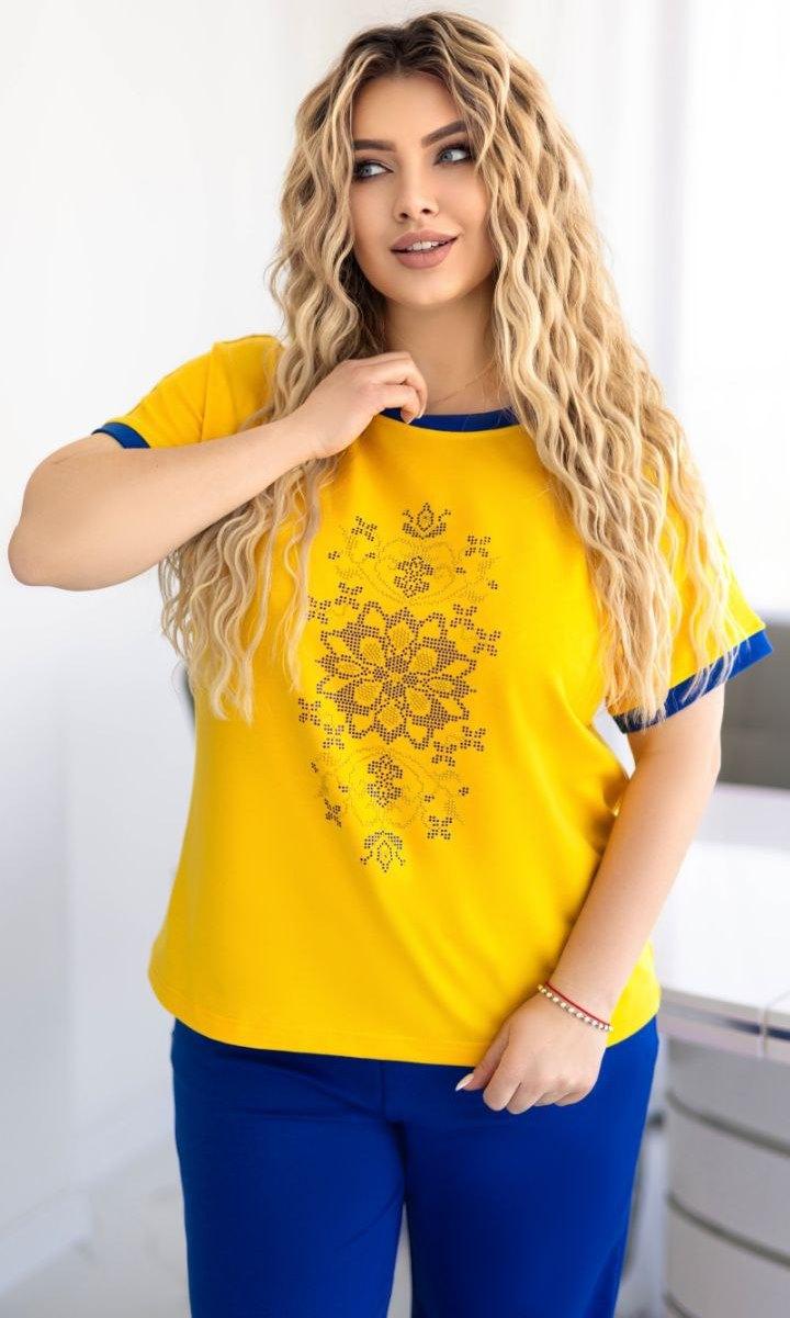 Костюм зі стразами бриджі та футболка у кольорах 9351, фото 1