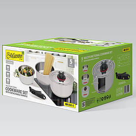 Набор з 3-х кастрюль 1.3, 1.9, 2.7 л з високоякісної нержавіючої сталі, кришка та ручка універсальні