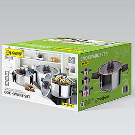 Набор з 3-х кастрюль 1.5, 3.5, 6.6 л з високоякісної нержавіючої сталі для всіх типів плит