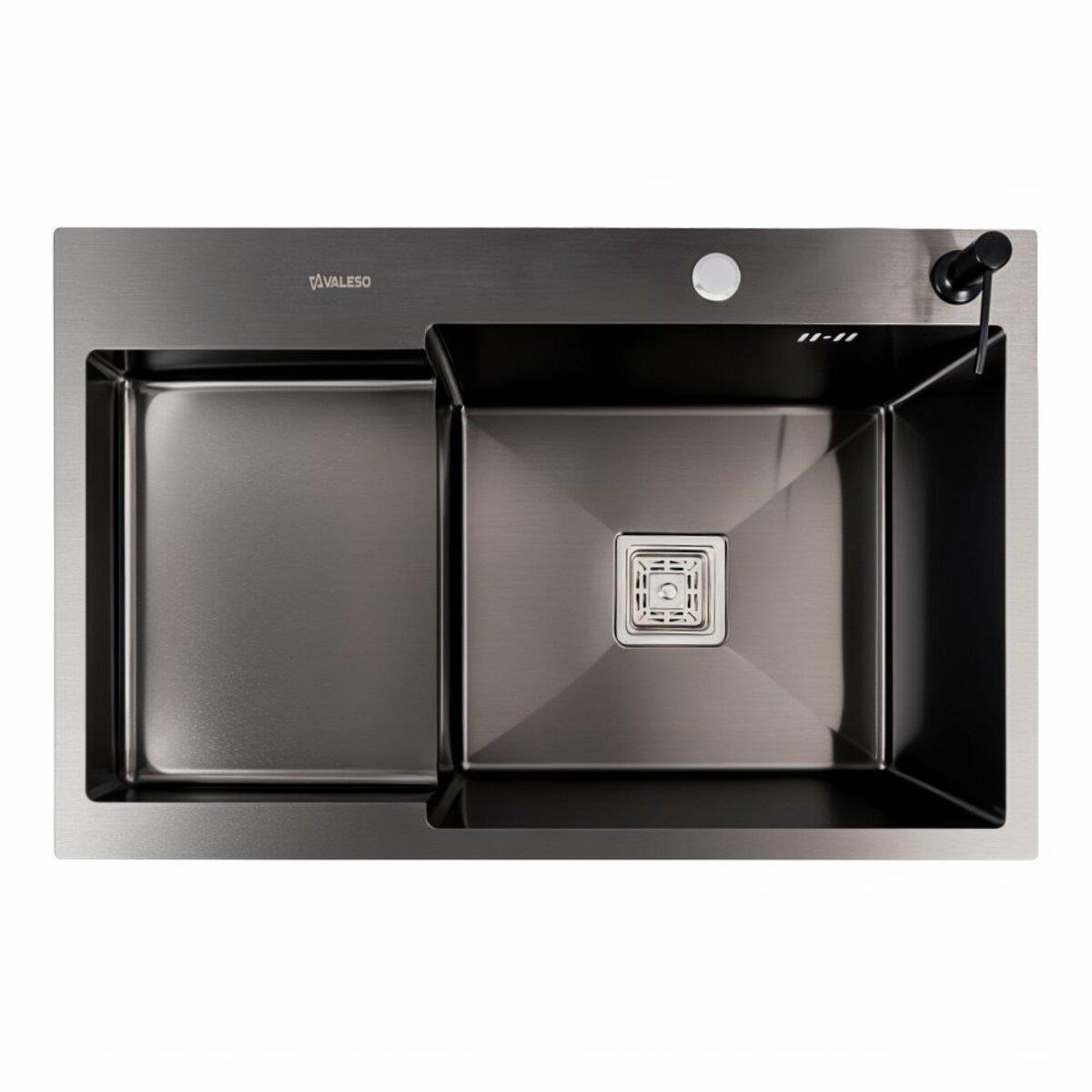 CM 78*50C R Мийка PVD чорна Valeso Handmade з поглибленою полицею (3.0/0.8), фото 1