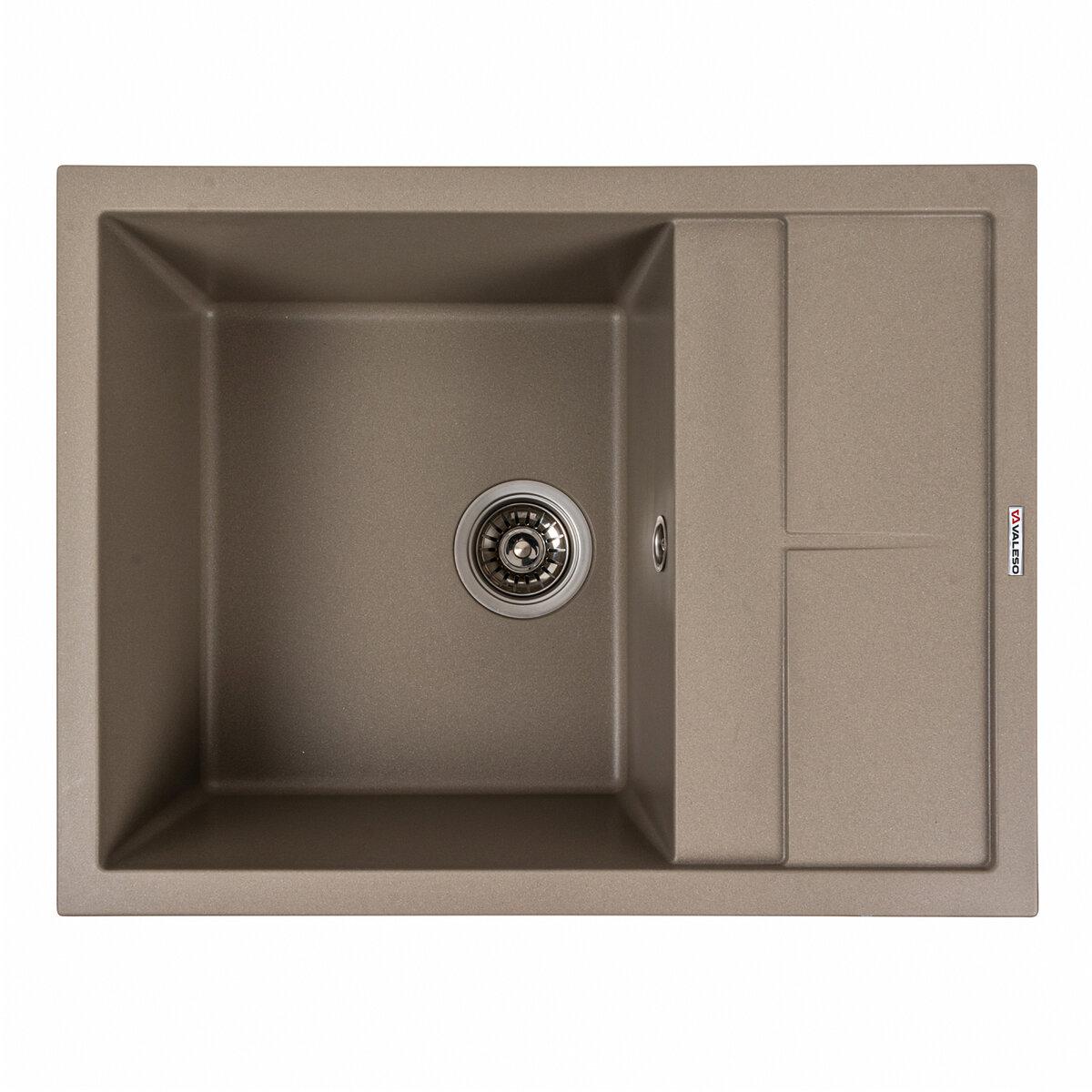 Гранітна мийка для кухні VALESO 6550 LOTOS матовий Титан, фото 1