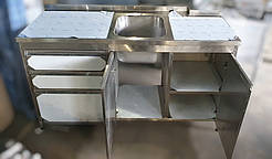 Тумба 1600х700х850 з мийкою та ящиками з неіржавкої сталі