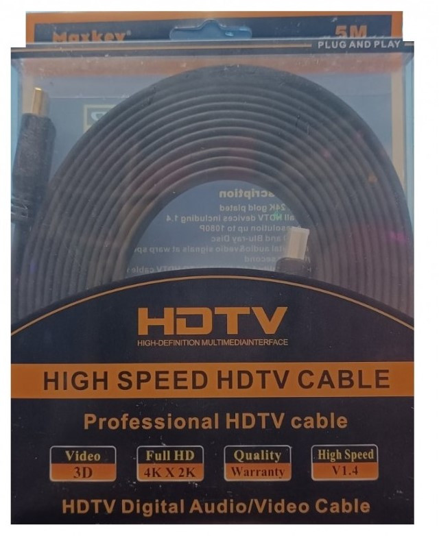 Кабель HDMI 5 м плоский чорний Maxkey YU227
