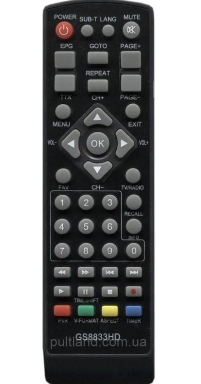 Пульт дистанційного керування для DVB-T2 приставки (тюнера) YU227