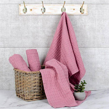 Рушник Aisha Вафельний 40*60см 3939_bez_bordjura___pilno_rozhevijj G-Rich