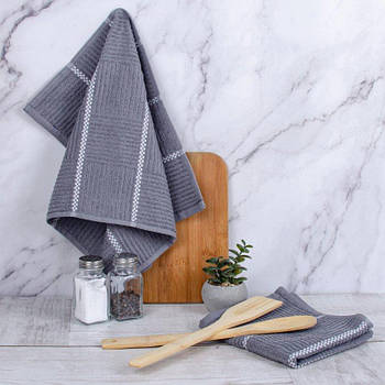 Рушник махровий Aisha Жаккард 30*50см темно-сіре 3938_shashechka___temno_sirijj G-Rich