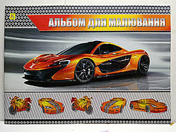 Альбом для малювання А4 на скобі / 12 аркушів / щільність 120 г/м2 / ЧЕРВОНЕ АВТО