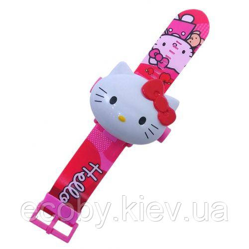 Годинник аніме Hello Kitty герої, проєктор, електронний циферблат, довжина ремінця - 21 см, секундомір, фото 1