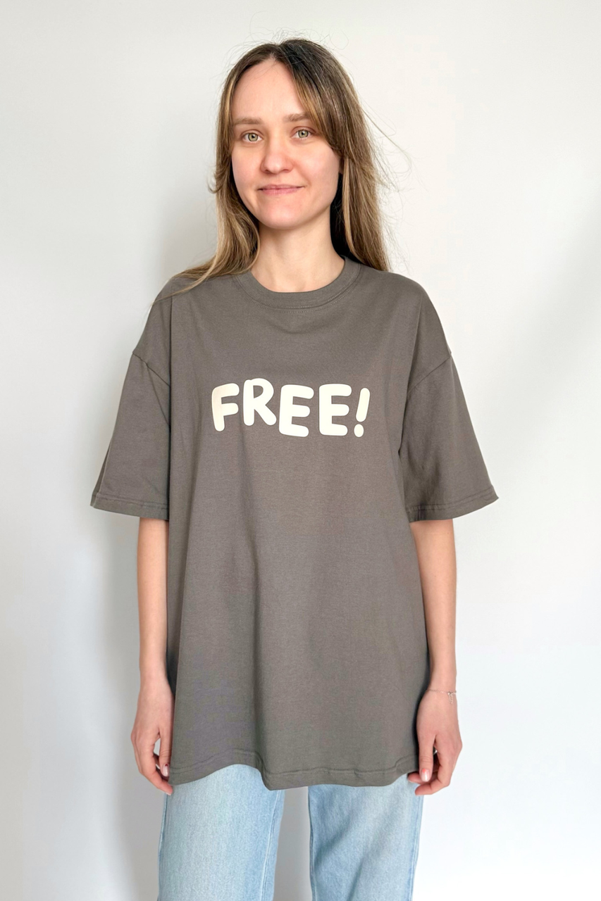 Футболка бавовняна жіноча Free Apmi сірий, фото 1