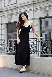 Жіноча сукня-майка облягаюча міді на токих брителях Luna чорна