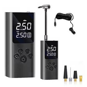 Автомобільний компресор Air Pump A6 від прикурювача з дисплеєм 12V 120W Black (7_02002)
