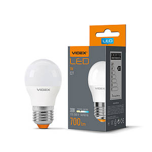 Світлодіодна LED-лампочка VIDEX G45e 7W E27 3000K (220v)