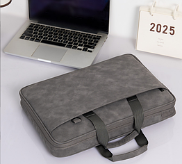 Сумка для ноутбука подвійна 15"-16" вологозахищена з органайзером для аксесуарів та плечовим ременем темно-сіра