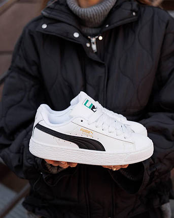 Жіночі кросівки Puma Suede XL White Black Кеди Пума Суід білі натуральна замша демісезон, фото 1